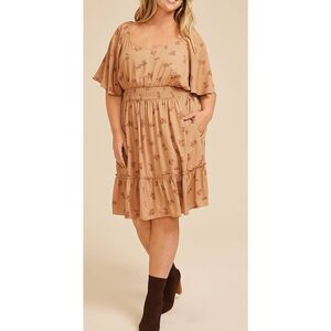 NWT Maurices Floral Flutter Textured Skater Dress 3X (R)